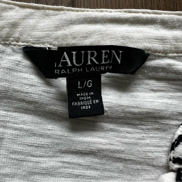 Lauren Ralph Lauren Black Label Peasant Shirt Embroidered Flutter Sleeve Large - Picture 2 of 9